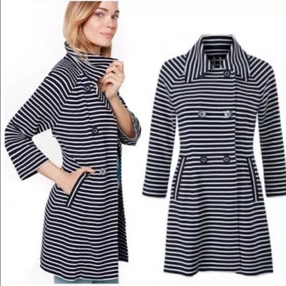 Cabi Stripe Maritime Coat Navy S #5151 - Picture 1 of 11